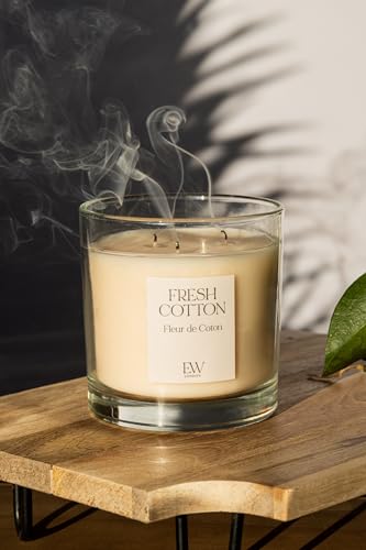 Image of Marco Paul Fresh Cotton Scented Candles 3 Wick Candle Gift Set Tealights Extra Long Burning Candles Long Burn Time Warm Light Candles Centrepiece Ornament Home Ornament Cotton Scented Candle Sets