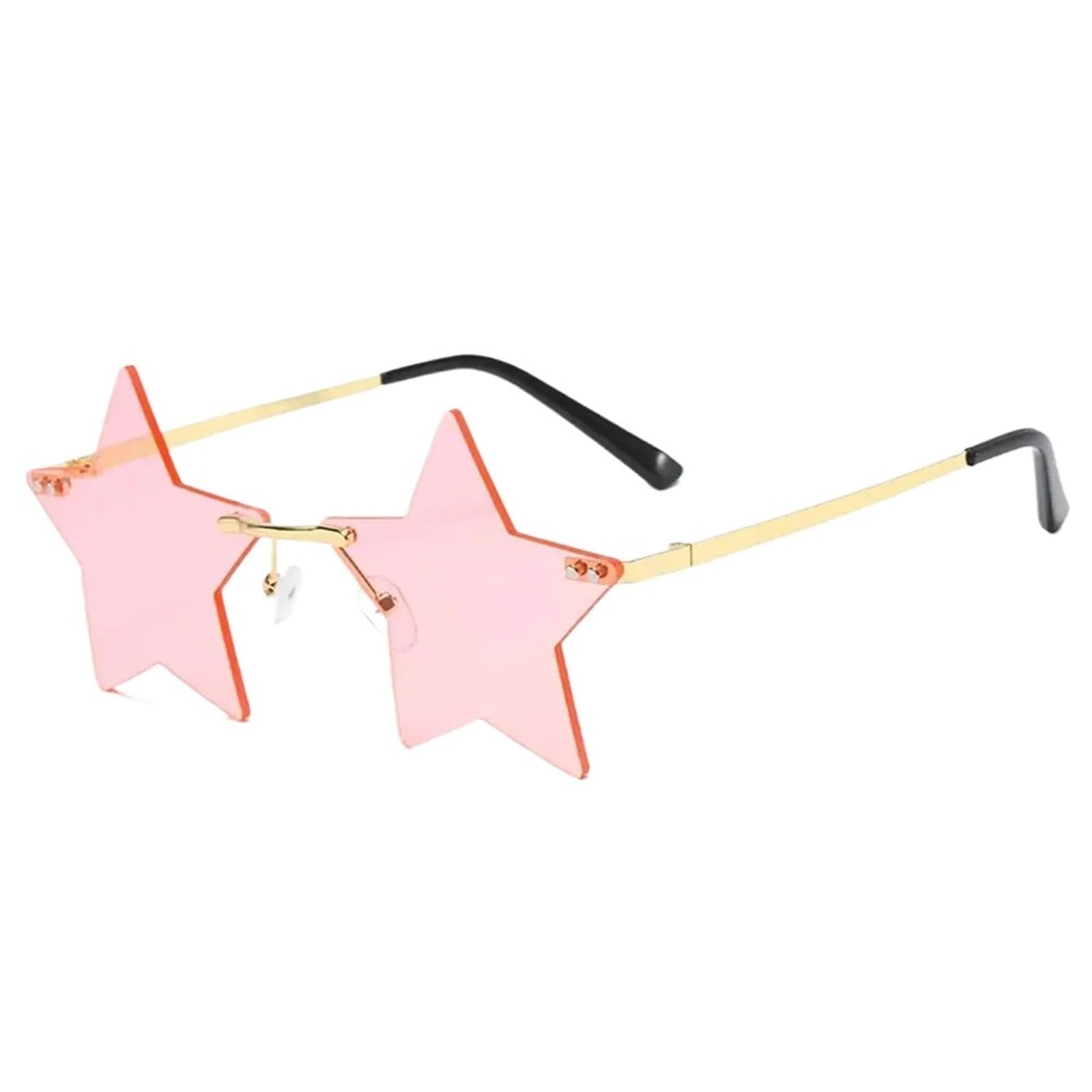 20pcs Star Shape Sun Glasses Funny Pentagram Eyewear Eyeglasses Christmas Decoration Party Rimless Sunglasses For Night Out Party(Pink)