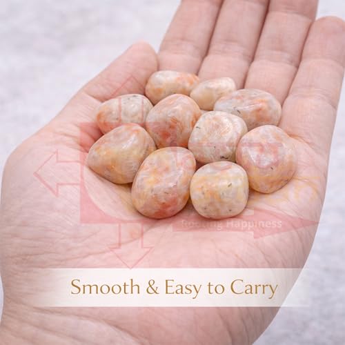 Image of Crystal Sunstone Tumble Stone | 50 gm Tumbled Gemstones | Reiki Healing Stones | Home Decor Pebbles | Aquarium Gravel | Garden & Table Decor