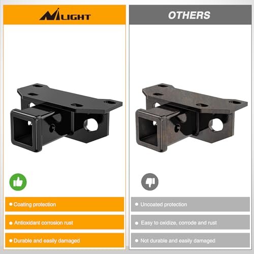 Image of Nilight 2 Inch Rear Trailer Hitch Receiver Kit for 2010-2024 Lexus GX460 Rear Bumper Tow Hook Black Hitch Cover Kit Adjustment Plate Included