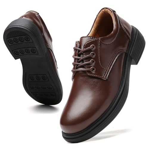 Image of OKJ Oxford Shoes for Women, Black Womens Oxford Shoes Leather Platform Women's Oxfords Comfortable Dressy Slip On, Lace Up Loafers Casual Work Business Dress Office Oxfords Shoes