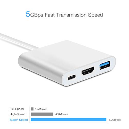GACHI HUB USB C, Adaptateur USB C 3 en 1 con HDMI