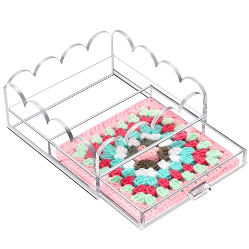Scalloped Acrylic Tray 5 x 5 Clear Acrylic Tray with Insert Drawer