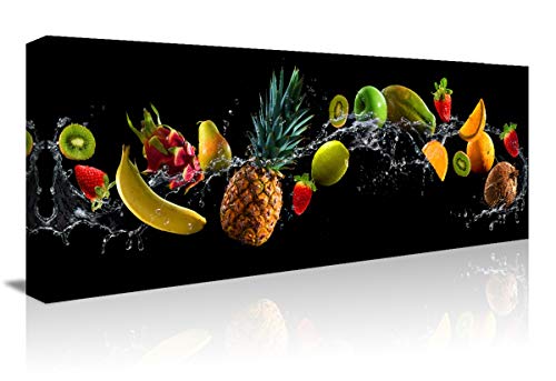 picturado Cuadro de lienzo de 3 piezas Frutas 120x40cm 5745 - Cuadro de pared Cocina Frutas en lienzo con marco de madera tensado listo - Decoración de pared moderna Sala de estar Comedor Oficina
