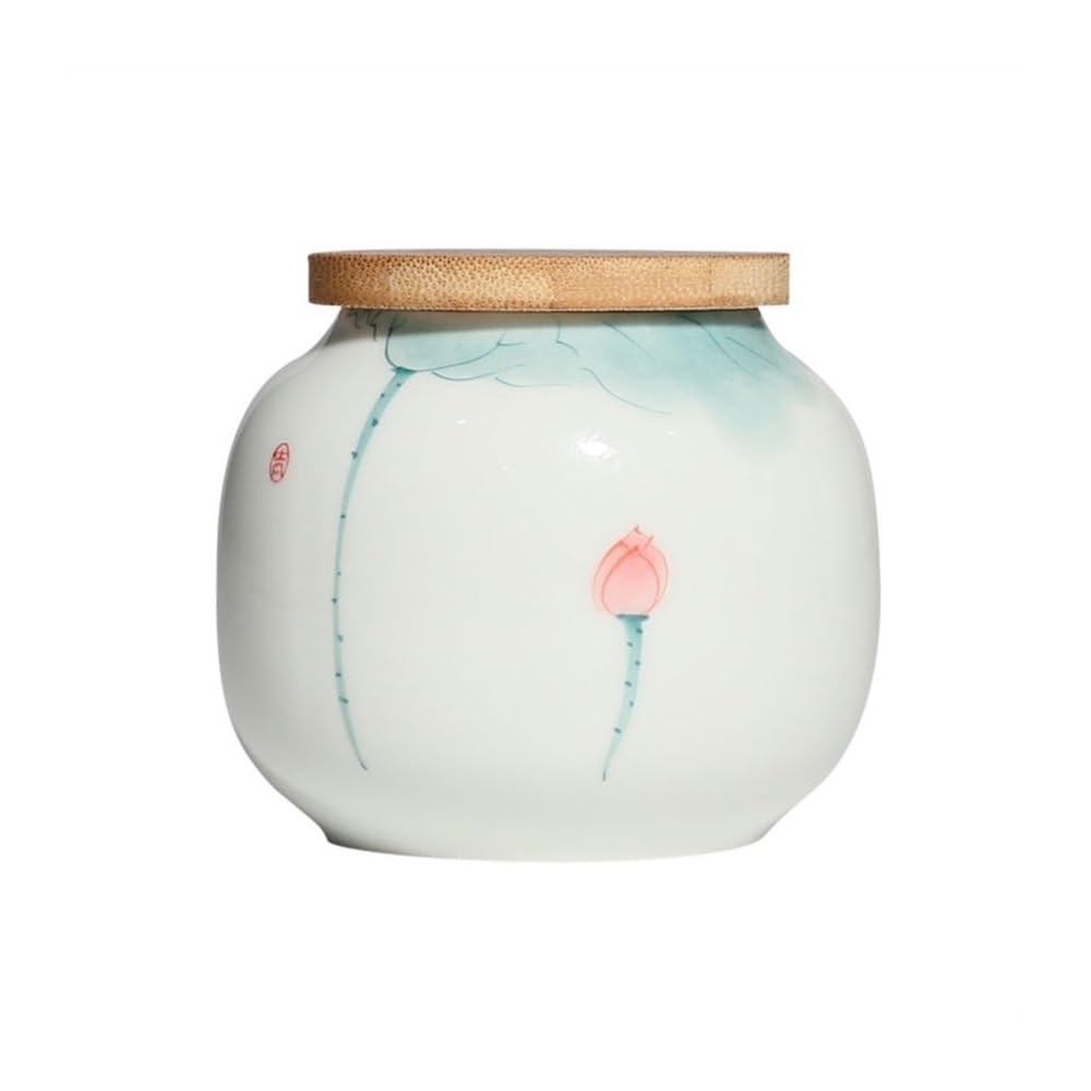 CHENGAIJIAN Tea Canister Hand-painted Small Sealed Loose Leaf Tea Canister Ceramic Candy Can Kitchen Decoration Spice Jar