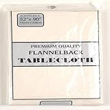 Carnation Home Fashions Vinyl Tablecloth with Polyester Flannel Backing, 52, 90-Inch, Ivory