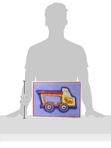 Placa de pared rectangular infantil de madera con ilustracion de camion de obras publicas 3