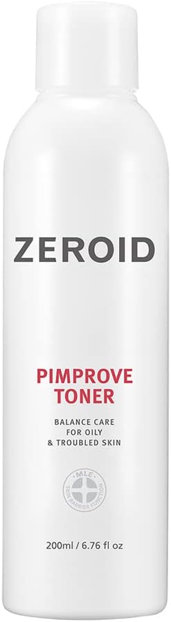 ZEROIDPimprove Toner 200 ml, Salicylic Acid, Zinc, Ceramides, PH Balancing, Calming Toner for Oily and Troubled Skin, Korean Dermocosmetic