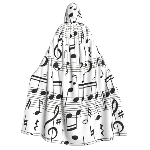 LimPac Cape à capuche pour adultes, motif note de musique, costume de sorcière, déguisement de vampire unisexe