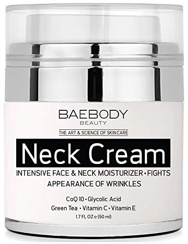 Baebody Neck Cream with AHAs, CoQ10, Glycolic Acid & Green Tea, 1.7 Ounces
