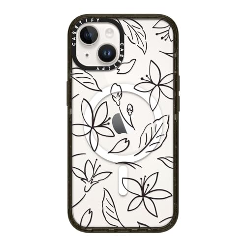 CASETiFY �C���p�N�g iPhone 14 �P�[�X [MIL�K�i���� (4x MIL-STD-810G) / 2.5m����̗����������N���A / MagSafe �ɑΉ�] - Monochrome Sakura - �N���A �u���b�N