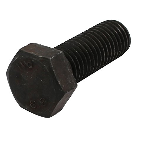 uxcell® 8.8 Grade M14x40mm Full Threaded Left Hand Thread Hex Head Bolt Black