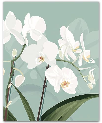 Orchidée blanche décoration murale 20x25 cm sans cadre