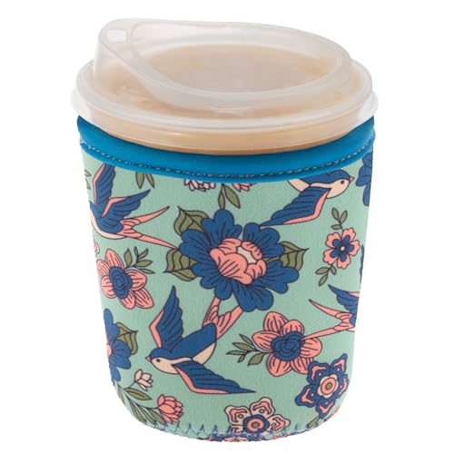 Karma, Reusable Iced Coffee Insulator, Iced Coffee & Cold Soda Insulated Neoprene Cold Cup Beverage Sleeve 16-20OZ, Small, Sparrow