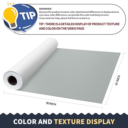 Image of ONine Leather Repair Patch，Leather Repair Tape, 12 x 48 inches Leather Repair Patch for Furniture,Vinyl Repair Kit，Leather Couch Patch，for Sofas, Furniture, Car Seats(Blue Gray-Litchi Grain)