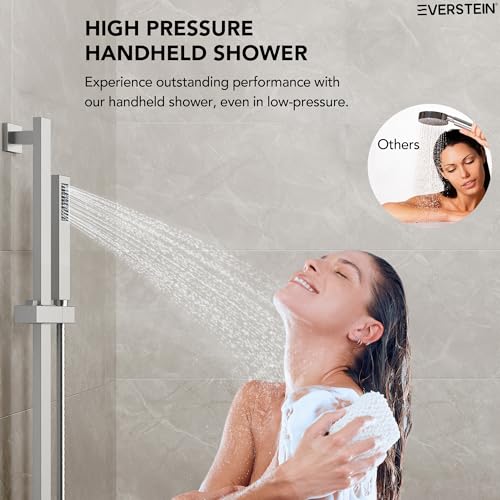 Image of 10 inch High-Pressure Rainfall Shower Faucet with Handheld Spray, Wall Mount Dual Shower Head System with Slide Bar (Brushed Nickel)