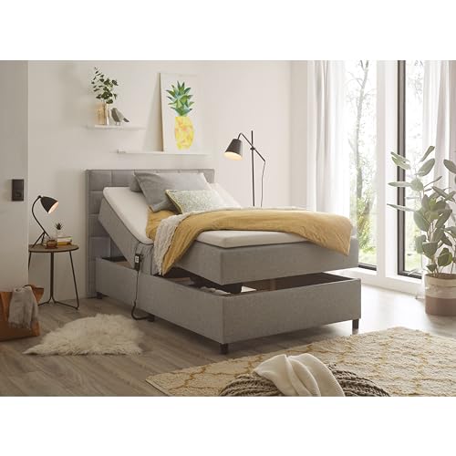 MARIBORSKO 6 Polsterbett 120x200 elektrisch verstellbar, Silber - Bequemes Doppelbett mit 9-Zonen-Federkern Matratze & HR 30-Topper - 131 x 112 x 210 cm (B/H/T) – Bild 5