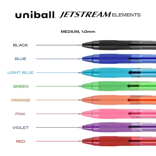 Image of uniball Jetstream Elements Ballpoint Pens, 1.0mm, Assorted Ink, 6 Pack