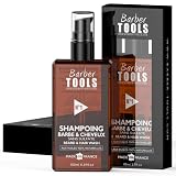 Szampon do brody i włosów BEZ SULFAT - 150ml na bazie oleju arganowego i oleju jojoba | Do pielęgnacji brody i pielęgnacji brody - WYPRODUKOWANY WE FRANCJI Homemania BARBER TOOLS biberna