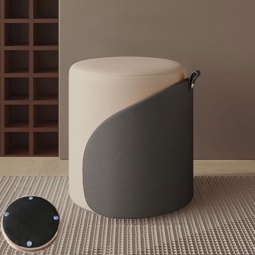 Taburete,Otomanas Tapizada Redonda for Maquillaje De Dormitorio,reposapiés Cómodo,sin Brazos,para Tocador,computadora,Estudio,Dormitorio,Sala De Maquillaje(Dark Gray)