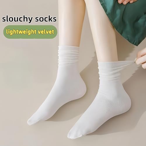 Image of 4 pairs of slouchy socks for women, lightweight velvet, with a baby like texture
