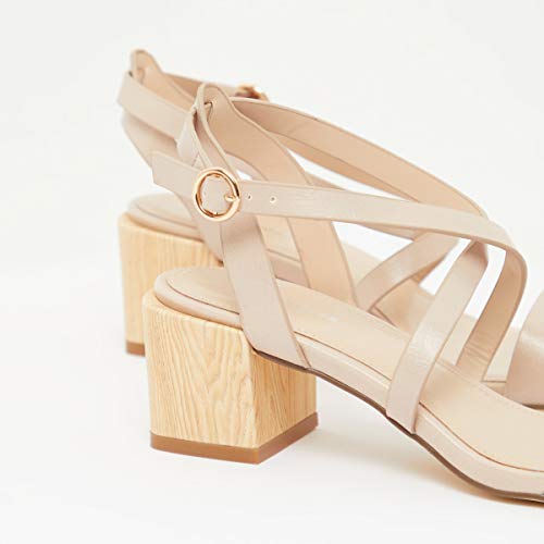 Image of shoexpress Women's Block Heel Open Toe Sandals with Buckle Closure