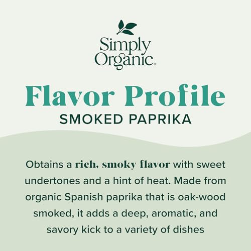 Image of Simply Organic Smoked Paprika, 2.72 Ounce, Warm, Mildly Tangy, Hint of Sweetness, Kosher, No ETO, Non GMO (Pack of 3)