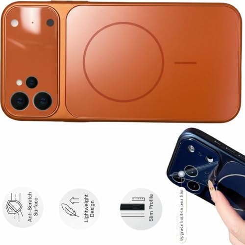 Image of for iPhone 11 |Convert to 17 pro /17 Pro Max Style Premium Back Glass Magsafe Wireless Charge Converter Cover Magnetic Case for iPhone 11 |Convert to 17 pro /17 Pro Max (Orange)