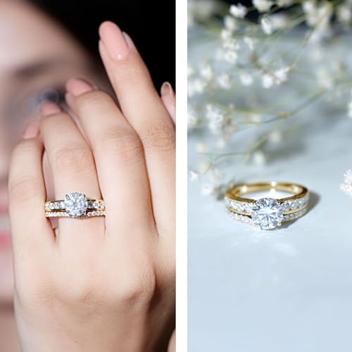 Certified Moissanite Bridal Ring Set, D-Vs1 Quality, Moissanite Engagement Ring With Wedding Band - Gift For Women2