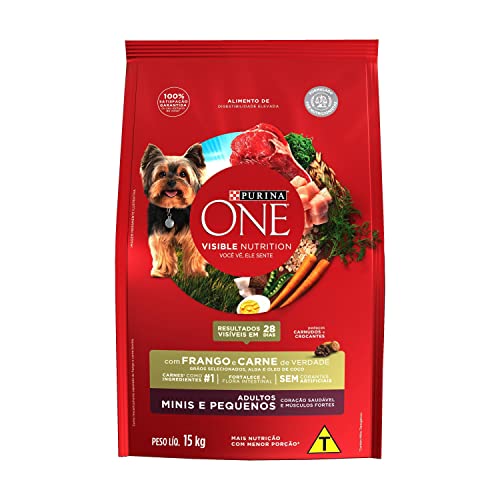 NESTLÉ® PURINA® ONE® Ração Seca para cães adultos Minis e Pequenos Frango e Carne 15kg