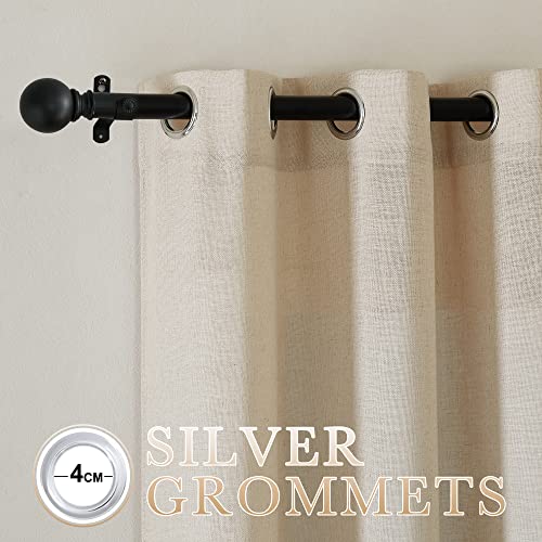 NICETOWN Cream Beige Linen Curtains & Drapes 84 inches Long, Grommet Flax Linen Burlap Semi Sheer with Light Filtering Privacy Window Treatments for Living Room, W52 x L84, 2 Pieces