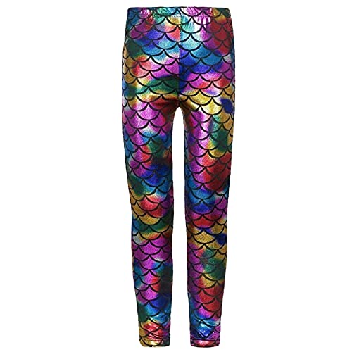 EMRE FASHION® Leggings de longitud completa con cintura elástica y escamas de sirena, para...
