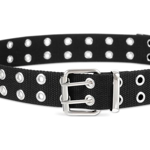 XZQTIVE Double Grommet Canvas Belt Double Hole Cloth Nylon Web Belt for Men Women Unisex3
