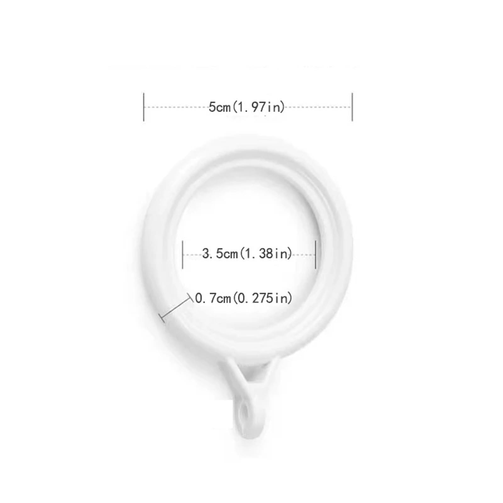 Anelli for tende 100 pezzi 35 mm interni in plastica for doccia, finestra, bagno, gancio for asta(White)