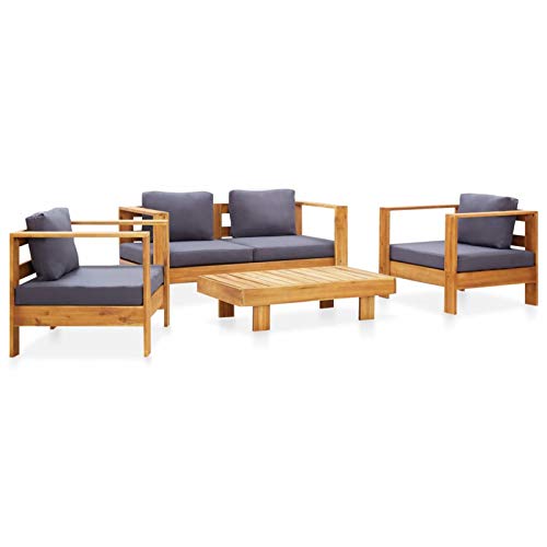 Gecheer 4-TLG. Garten Lounge Holz, Loungemöbel Terrassen Gartenmöbel Set Lounge Sofa Outdoor Sitzgruppe Garten Sofa Set…