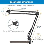 Webcam Stand Phone Holder Suspension Scissor Arm Camera Tripod Mount for Cellphones, Logitech Webcam C920 C930 C922 C615 and Other Devices with 1/4" Threaded