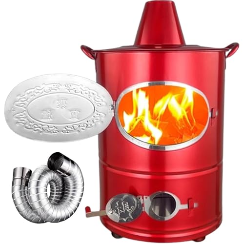ZXDTVFGN Barriles para Quemar en Exteriores, Jaula incineradora de Acero Inoxidable con Chimenea, contenedor incinerador de jardín con Gancho para Fuego, Quemador de leña para Quemar Hojas,