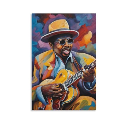 Guitariste Otis Rush poster sur toile 60x90cm décoration murale salon