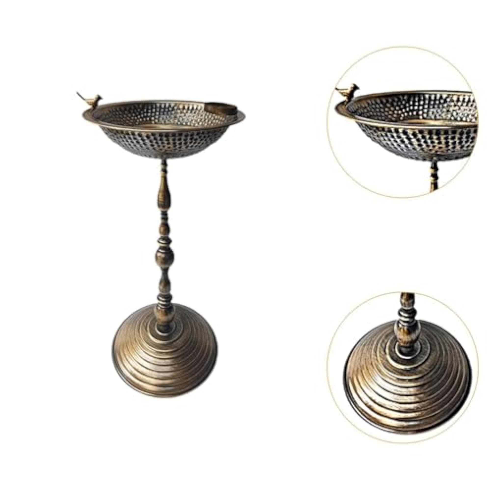 Stable Support Iron Bird Bath for Outdoors Courtyard
