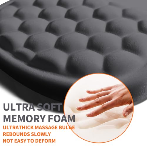 Image of Ergonomic Joint Wrist Support Mouse Pad with Memory Foam Cushion Massage Bump, Carpal Tunnel Pain Relief Mousepad Slope Design for Wrist Rest, 11.8x7.9 in, DimGray