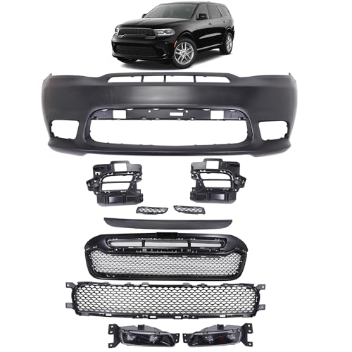LYZ New Complete Front Bumper Cover Upper Lower Grille Kit with LED Fog Lights Assembly Kit Compatible with Dodge Durango SRT 2016-2020, Replace OE 6RP39TZZAA 68307807AB