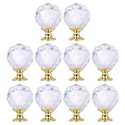 GARNECK 10Pcs Tiradores de Cristal Tiradores Perillas de Diamantes de Imitación Tiradores de Cajón de Vidrio Tiradores de Armario de Muebles Decorativos (Dorado)