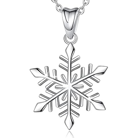 EUDORA Harmony Ball 925 Sterling Silver Snowflake Necklace for Women, Snowflake Pendant Necklaces Elegant Snow Jewellery Gift for Women Girls, 18" Rolo Chain Cover