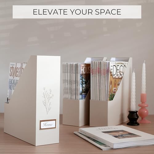 ZICOTO Beautiful Magazine Holder Set Of 3 - Sturdy File Holder to Organize Your Desk Or Shelves - The Perfect Office Storage to Effortlessly Organize Your Paperwork/Files, Magazines, Books Or Binders