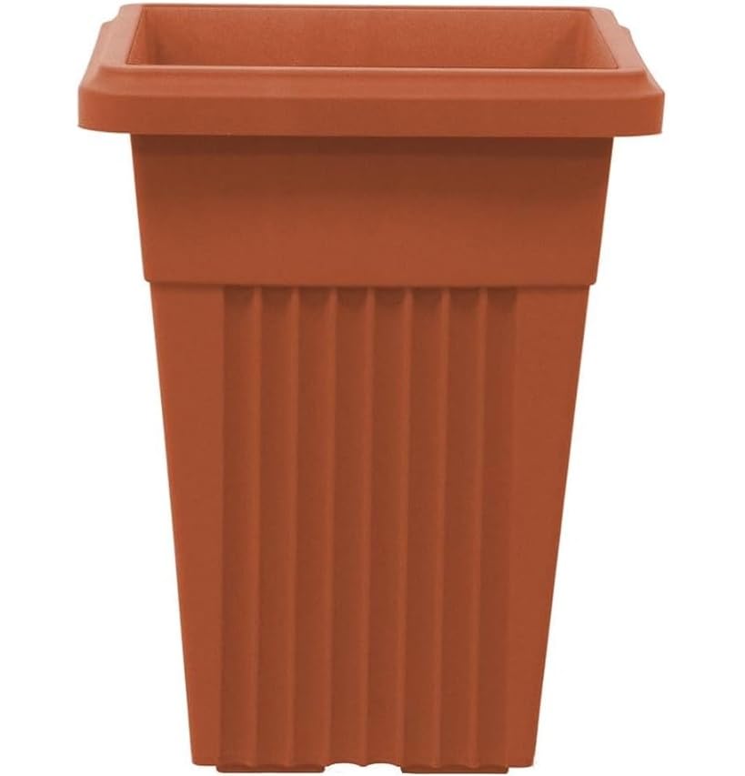 ALEEZ - 40cm Tall Upright Planter - Garden Tall Square Flower Pot - Modern Garden, Patio, Front Door Decor - Indoor Outdoor Use Water Resistant Pot - Suitable For Plant, Herbs (1, Terracotta)
