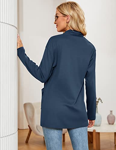Image of Micoson Women's Long Sleeve Open Front Cardigan Casual Loose Lightweight Cardigans with Pockets