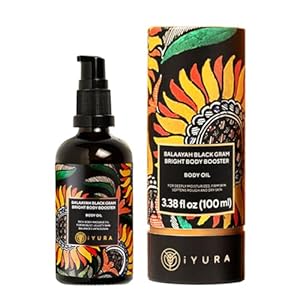 iYURA Balaayah Black Gram Bright Body Booster Oil | Ayurvedic Massage & Moisturizing Body Oil | Luxurious, Fast-Absorbing & Non-Sticky | 3.38 fl oz