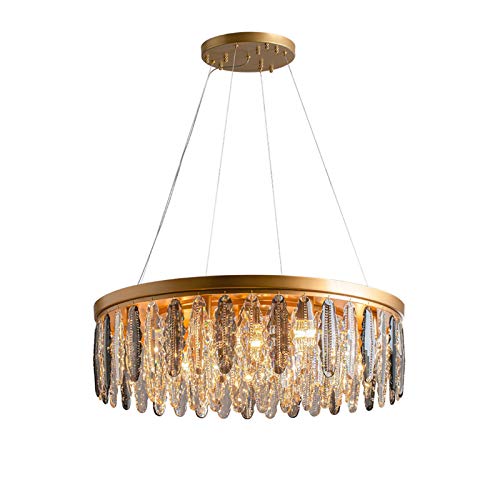 Luz Lujo Cristal Lámpara De Araña Personalizada Norte De Europa E14 Altura Ajustable Lámpara De Techo Para Comedor Dormitorio Sala De Estar-Oro y cristal 80x23cm