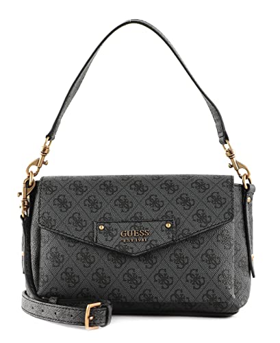Guess Damen ECO Brenton Flap SHO Tasche, Coal Logo