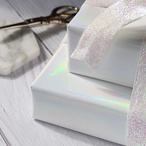 Image of RUSPEPA White Metallic Wrapping Paper - Solid Color Paper Perfect for Wedding, Birthday, Christmas, Baby Shower - 17 Inches X 32.8 Feet